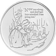 5 Pounds - Elizabeth II 5th portrait; Peter Rabbit, United Kingdom, 2021 reverse image