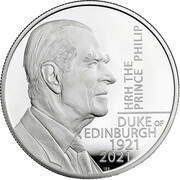 5 Pounds - Elizabeth II Prince Philip, Silver Piedfort, United Kingdom, 2021 reverse image