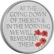5 Pounds - Elizabeth II 5th portrait; Remembrance Day 2021, United Kingdom, 2021 reverse image