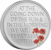 5 Pounds - Elizabeth II Remembrance Day 2021; Silver Piedfort, United Kingdom, 2021 reverse image