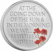 5 Pounds - Elizabeth II Remembrance Day 2021; Silver Proof, United Kingdom, 2021 reverse image