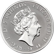 5 Pounds - Elizabeth II The Queen's Beasts Completer; 2 oz Fine Silver obverse image