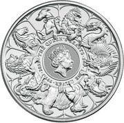 5 Pounds - Elizabeth II The Queen's Beasts Completer; 2 oz Fine Silver, United Kingdom, 2021 reverse image