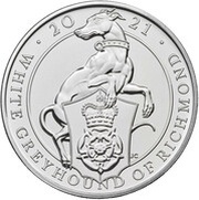 5 Pounds - Elizabeth II 5th portrait; White Greyhound of Richmond, United Kingdom, 2021 reverse image