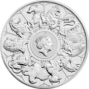 5 Pounds - Elizabeth II 5th portrait; The Queen's Beasts Completer, United Kingdom, 2021 reverse image