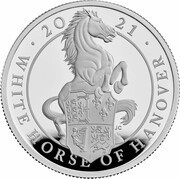 5 Pounds - Elizabeth II White Horse of Hanover; Silver Proof, United Kingdom, 2021 reverse image