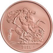 5 Sovereigns - Elizabeth II 5th portrait; Queen's 95th Birthday, United Kingdom, 2021 reverse image