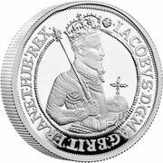 5 Pounds - Elizabeth II James I; Silver Proof, United Kingdom, 2022 reverse image