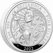 5 Pounds - Elizabeth II 5th portrait; 2 oz Fine Silver, United Kingdom, 2022 reverse image