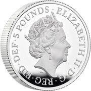 5 Pounds - Elizabeth II 5th portrait; 2 oz Fine Silver obverse image