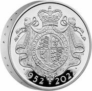 5 Pounds - Elizabeth II Platinum Jubilee; Platinum Piedfort, United Kingdom, 2022 reverse image