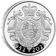 5 Pounds - Elizabeth II Platinum Jubilee; Silver Piedfort, United Kingdom, 2022 reverse image