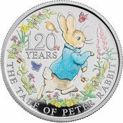 5 Pounds - Elizabeth II 5th portrait; Peter Rabbit, United Kingdom, 2022 reverse image