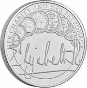 5 Pounds - Elizabeth II 5th portrait; The Queen's Reign, Charity and Patronage, United Kingdom, 2022 reverse image