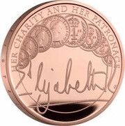 5 Pounds - Elizabeth II The Queen's Reign, Charity and Patronage; Gold Proof, United Kingdom, 2022 reverse image