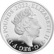 5 Pounds - Elizabeth II The Queen's Reign, Charity and Patronage; Silver Piedfort obverse image