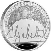 5 Pounds - Elizabeth II The Queen's Reign, Charity and Patronage; Silver Proof, United Kingdom, 2022 reverse image