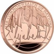 5 Pounds - Elizabeth II The Queen's Reign, Commonwealth of Nations; Gold Proof, United Kingdom, 2022 reverse image