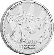 5 Pounds - Elizabeth II 5th portrait; The Rolling Stones, United Kingdom, 2022 reverse image