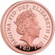 5 Sovereigns- Elizabeth II 5th portrait; Platinum Jubilee obverse image