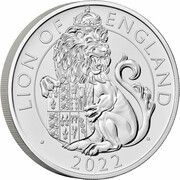 5 Pounds - Elizabeth II 5th portrait; Lion of England, United Kingdom, 2022 reverse image