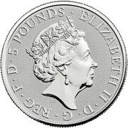 5 Pounds - Elizabeth II Posthumous; Yale of Beaufort; 2 oz Fine Silver obverse image