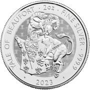 5 Pounds - Elizabeth II Posthumous; Yale of Beaufort; 2 oz Fine Silver, United Kingdom, 2023 reverse image