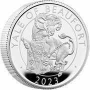 5 Pounds - Elizabeth II Posthumous; Yale of Beaufort; Silver Proof, United Kingdom, 2023 reverse image