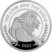 5 Pounds - Charles III The Lion and The Eagle; Silver Proof, United Kingdom, 2023 reverse image