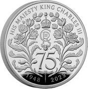 5 Pounds - Charles III King Charles' 75th Birthday, United Kingdom, 2023 reverse image