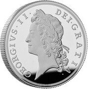 5 Pounds - Charles III George II; Silver Proof, United Kingdom, 2023 reverse image