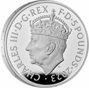5 Pounds - Charles III Coronation; Silver Proof obverse image