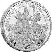 5 Pounds - Charles III 2 oz Fine Silver, United Kingdom, 2023 reverse image