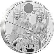 5 Pounds - Charles III Luke Skywalker and Princess Leia; Silver Proof, United Kingdom, 2023 reverse image
