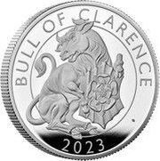 5 Pounds - Charles III Bull of Clarence; Silver Proof, United Kingdom, 2023 reverse image