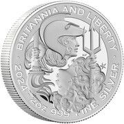 5 Pounds - Charles III Britannia & Liberty; Silver Proof, United Kingdom, 2024 reverse image