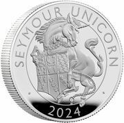 5 Pounds - Charles III Seymour Unicorn; Silver Proof, United Kingdom, 2024 reverse image