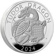 5 Pounds - Charles III Tudor Dragon; Silver Proof, United Kingdom, 2024 reverse image