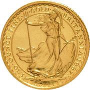 10 Pounds - Elizabeth II 3rd portrait; 1/10 oz Fine Gold, United Kingdom, 1987-1989 reverse image