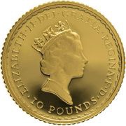 10 Pounds - Elizabeth II 3rd portrait; 1/10 oz Fine Gold obverse image
