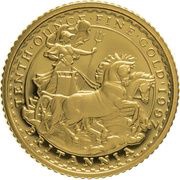 10 Pounds - Elizabeth II 3rd portrait; 1/10 oz Fine Gold, United Kingdom, 1997 reverse image