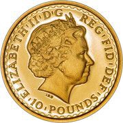 10 Pounds - Elizabeth II 4th portrait; 1/10 oz Fine Gold obverse image