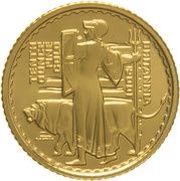 10 Pounds - Elizabeth II 4th portrait; 1/10 oz Fine Gold, United Kingdom, 2001 reverse image