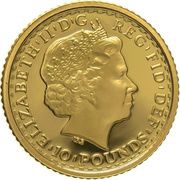 10 Pounds - Elizabeth II 4th portrait; 1/10 oz Fine Gold obverse image