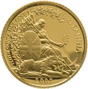 10 Pounds - Elizabeth II 4th portrait; 1/10 oz Fine Gold, United Kingdom, 2007 reverse image
