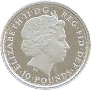 10 Pounds - Elizabeth II 4th portrait; 1/10 oz Fine Platinum obverse image