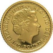 10 Pounds - Elizabeth II 4th portrait; 1/10 oz Fine Gold obverse image