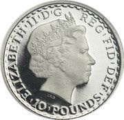 10 Pounds - Elizabeth II 4th portrait; 1/10 oz Fine Platinum obverse image
