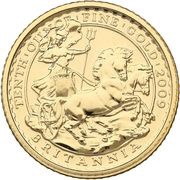 10 Pounds - Elizabeth II 4th portrait; 1/10 oz Fine Gold, United Kingdom, 2009 reverse image