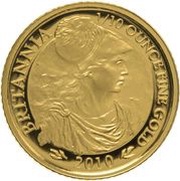 10 Pounds - Elizabeth II 4th portrait; 1/10 oz Fine Gold, United Kingdom, 2010 reverse image